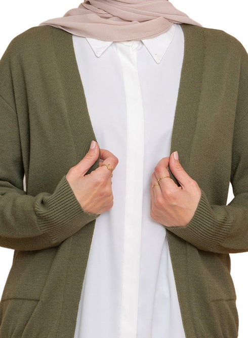 Olive Andy - Basic Pocket Cardigan - Khotwh
