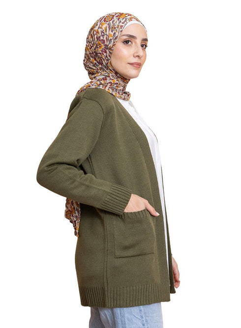 Olive Basic Pocket Cardigan - Khotwh