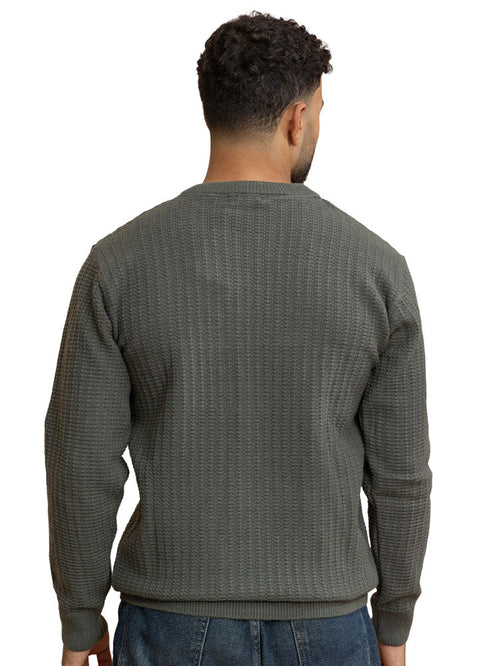 Olive Basic Round Pullover - Khotwh
