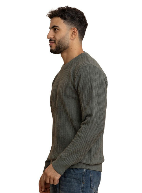 Olive Basic Round Pullover - Khotwh
