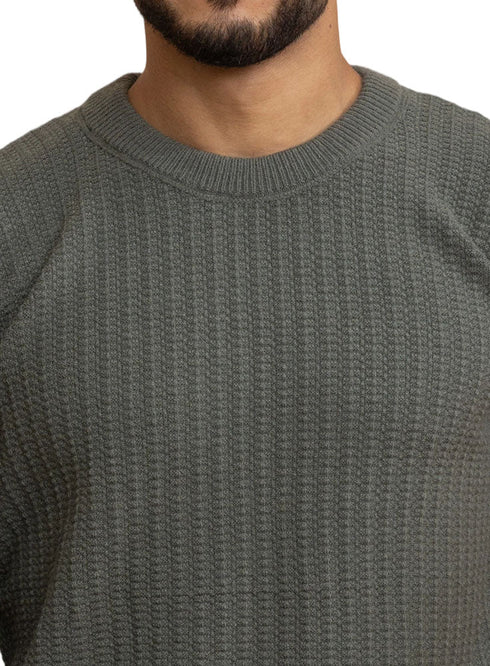 Olive Basic Round Pullover - Khotwh