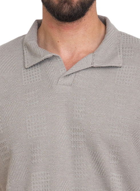 Olive - Design 1 Jacquard Polo Neck T-Shirt - Khotwh