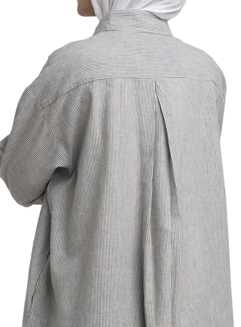 Olive - Design 1 Striped - Linen Dress Shirt - Khotwh
