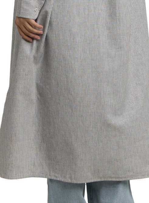 Olive - Design 1 Striped - Linen Dress Shirt - Khotwh