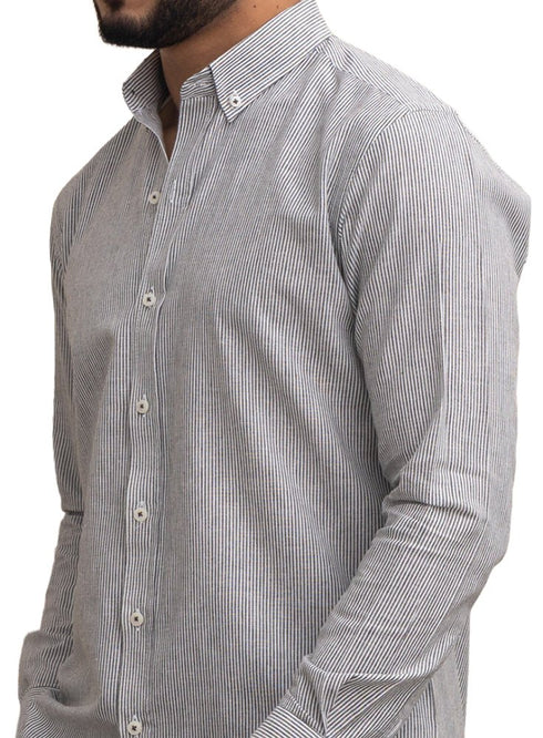 Olive - Design 1 Striped Linen Shirt - Khotwh