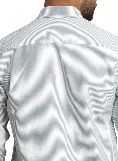 Olive - Design 1 Striped Oxford Shirt - Khotwh