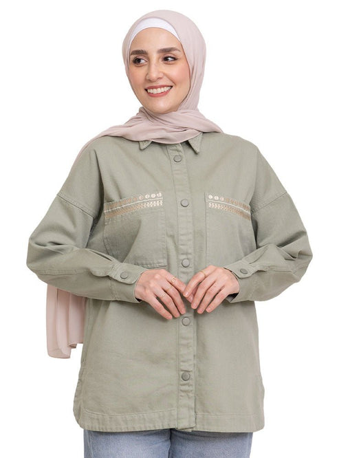 Olive Design 7131Gabardin Jacket - Khotwh