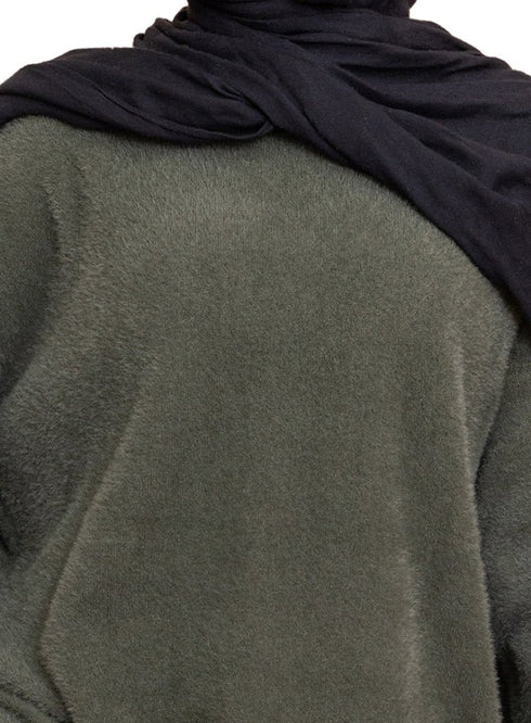 Olive Fluffy Over Size Pullover - Khotwh