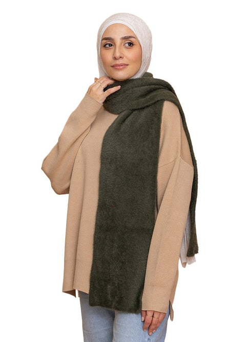 Olive Fluffy Scarf - Khotwh