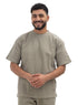 Olive Jacquard - Over Size Round T-Shirt - Khotwh
