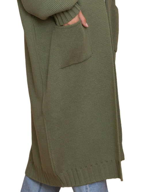 Olive knitted - Long Cardigan - Khotwh