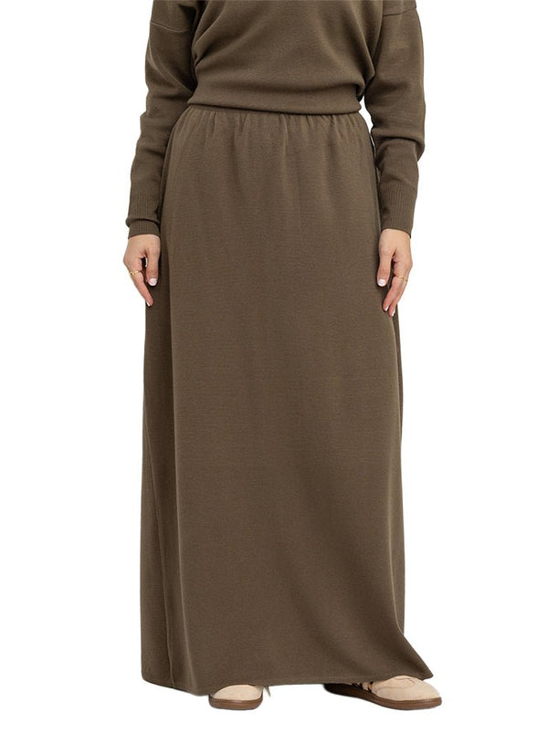 Olive Knitted Skirt - Khotwh