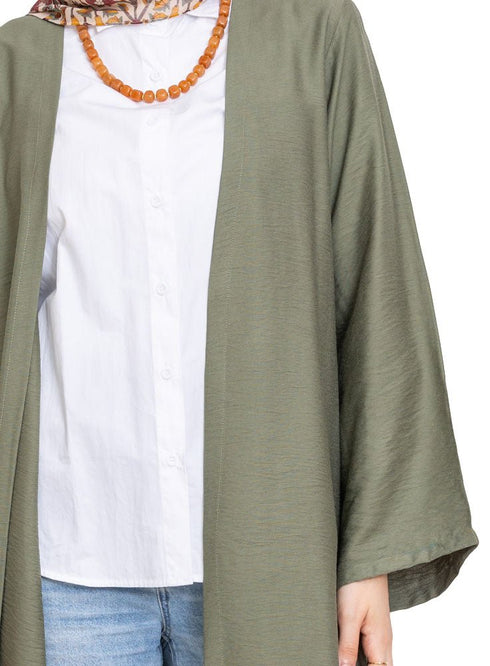 Olive Linen Kimono - Khotwh