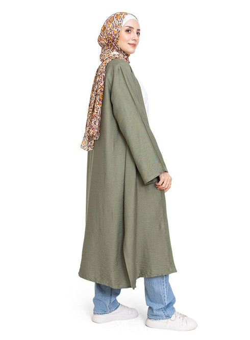 Olive Linen Kimono - Khotwh