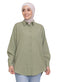 Olive Linen Pocket Over Size Shirt - Khotwh