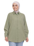 Olive Linen Pocket Over Size Shirt - Khotwh
