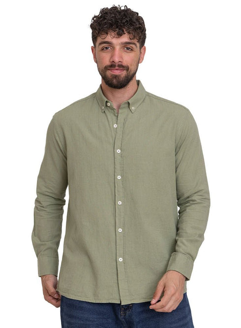 Olive Linen Shirt - Khotwh