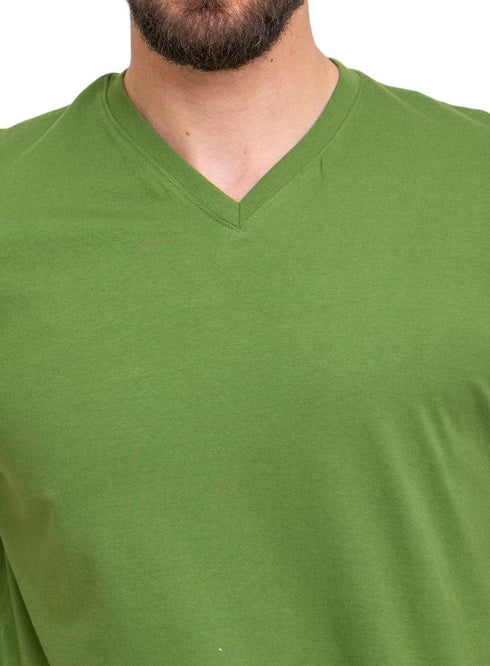 Olive Oil V - neck T-Shirt - Khotwh