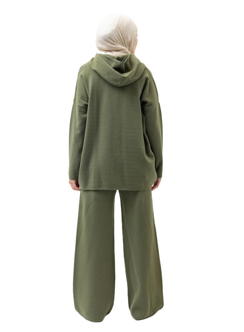 Olive Over Size Knitted Suit - Khotwh
