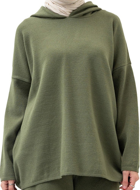 Olive Over Size Knitted Suit - Khotwh