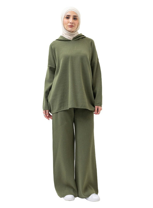 Olive Over Size Knitted Suit - Khotwh