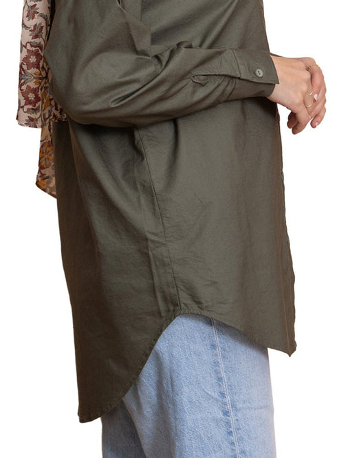 Olive Oxford Over Size Shirt - Khotwh