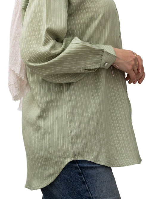 Olive RD - Striped V - Neck Shirt - Khotwh