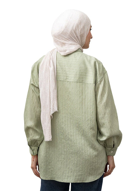 Olive RD - Striped V - Neck Shirt - Khotwh