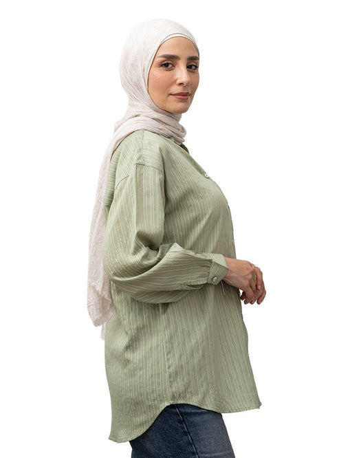 Olive RD - Striped V - Neck Shirt - Khotwh