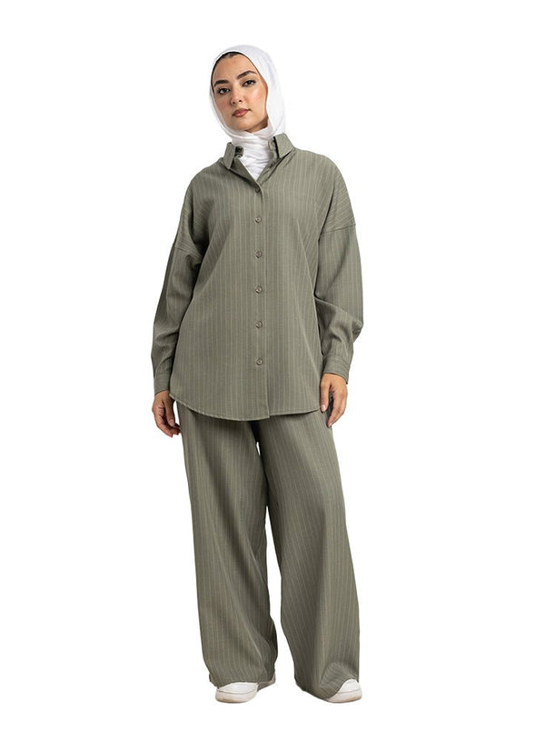 Olive Striped Suit - Khotwh