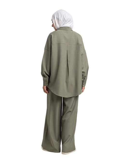 Olive Striped Suit - Khotwh