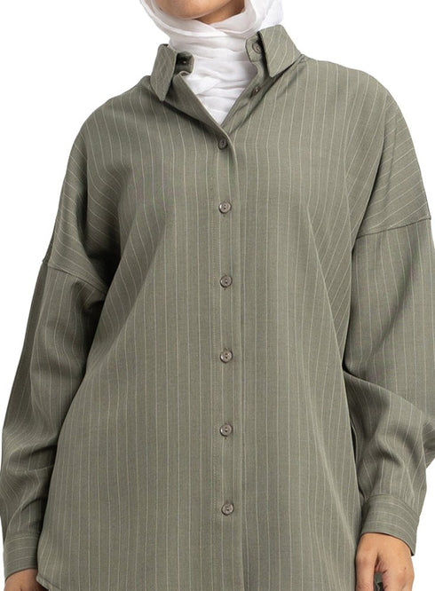 Olive Striped Suit - Khotwh