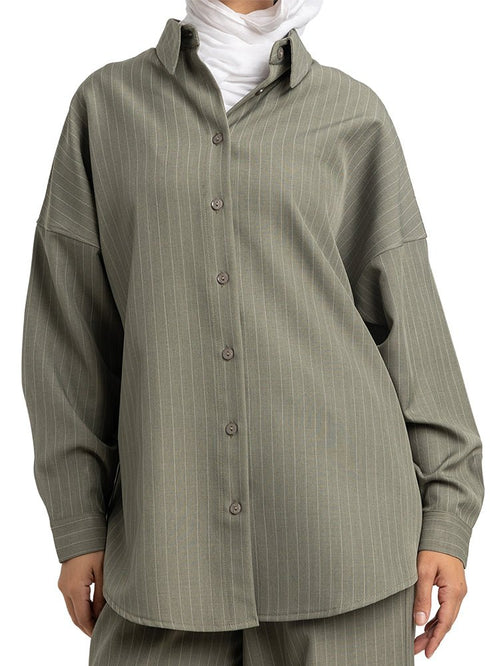 Olive Striped Suit - Khotwh