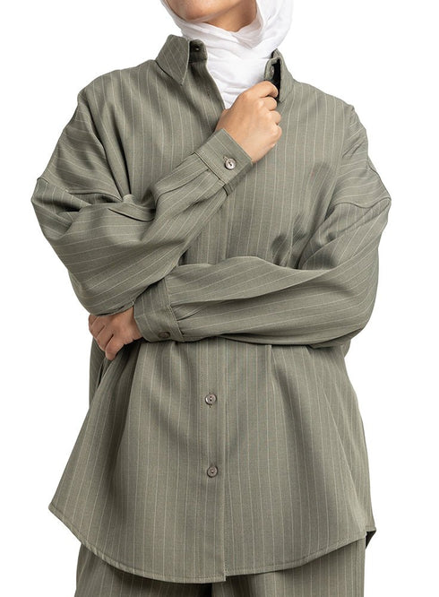 Olive Striped Suit - Khotwh