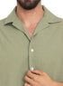 Olive Tennis Collar Linen Shirt - Khotwh