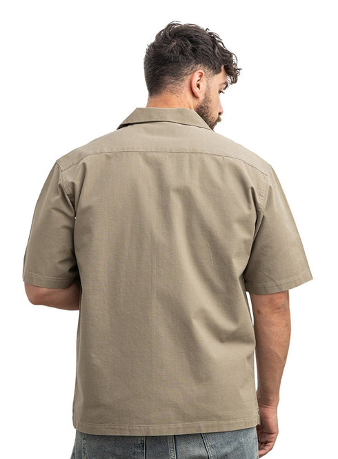 Olive Tennis Collar Linen Shirt - Khotwh