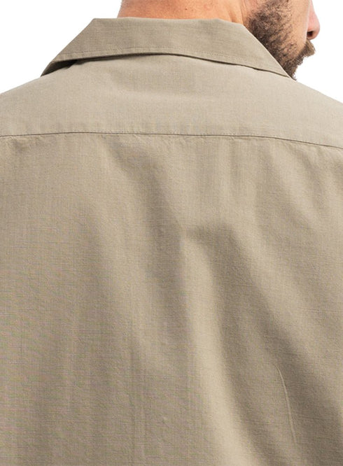 Olive Tennis Collar Linen Shirt - Khotwh