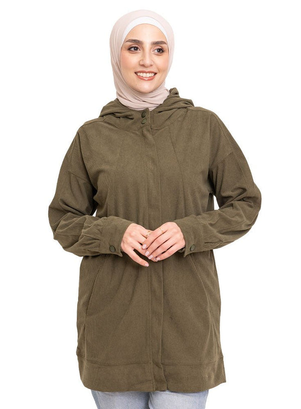 Olive Velvet SW - Zipper - Khotwh
