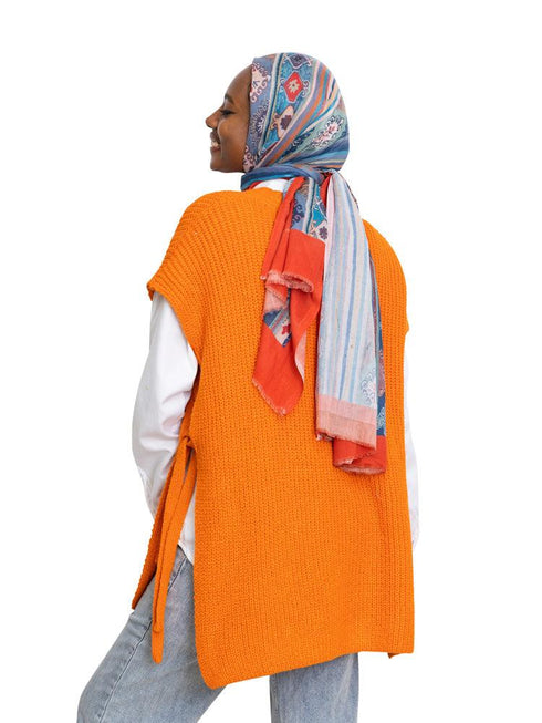 Orange Cut Belt Pullover - Khotwh