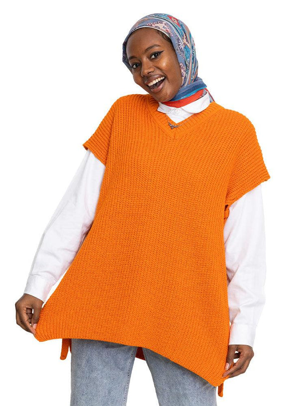 Orange Cut Belt Pullover - Khotwh