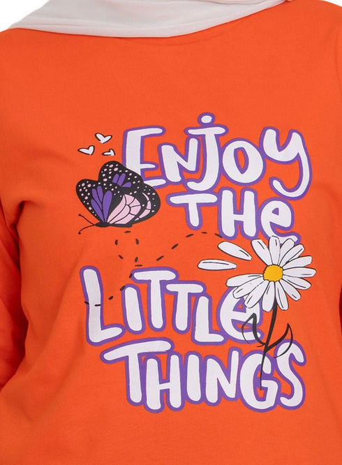 Orange - Design 34 Printed Long - Sleeve - Khotwh