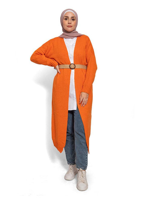 Orange Knit - Long Cardigan One Size - Khotwh