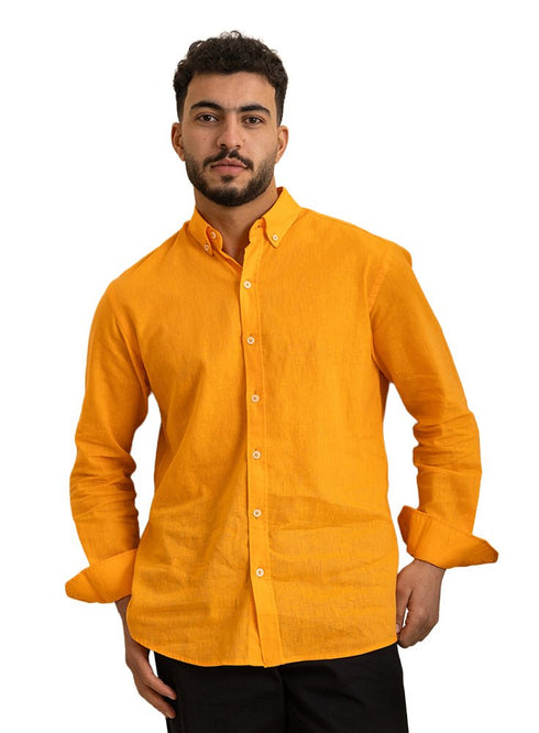 Orange Linen Shirt - Khotwh
