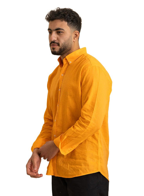 Orange Linen Shirt - Khotwh