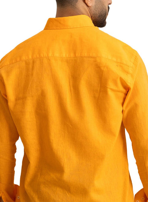 Orange Linen Shirt - Khotwh