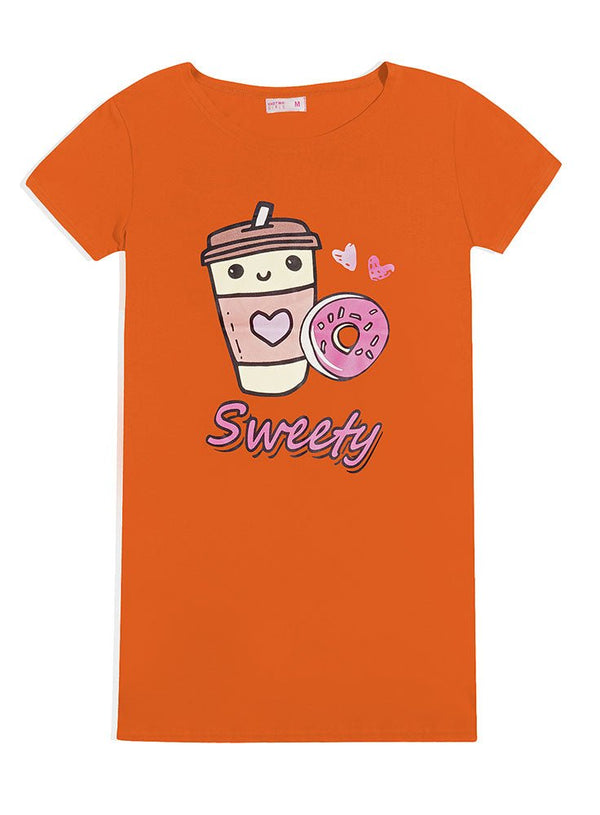 Orange Night Shirt - Design 27 - Khotwh