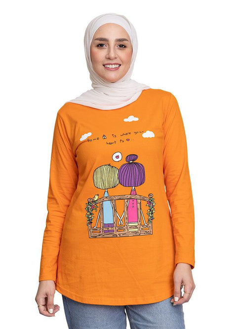 Orange Peel Printed Long - Sleeve Design 33 - Khotwh