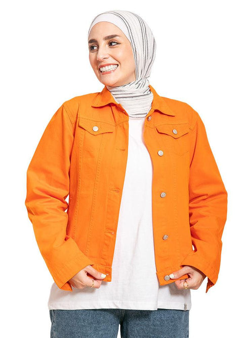 Orange Short Jacket Jeans - Khotwh