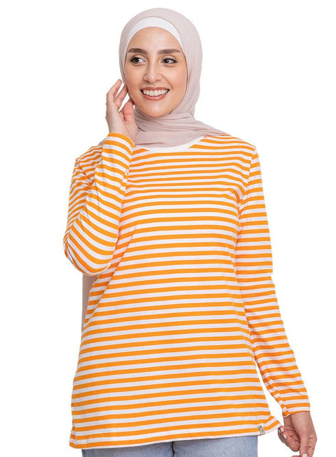Orange Striped Long - Sleeve - Khotwh