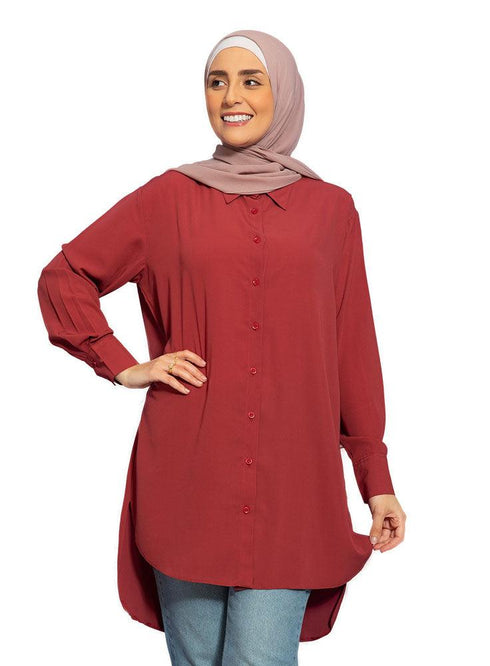 Paradise Pink Long chiffon Blouse - Khotwh